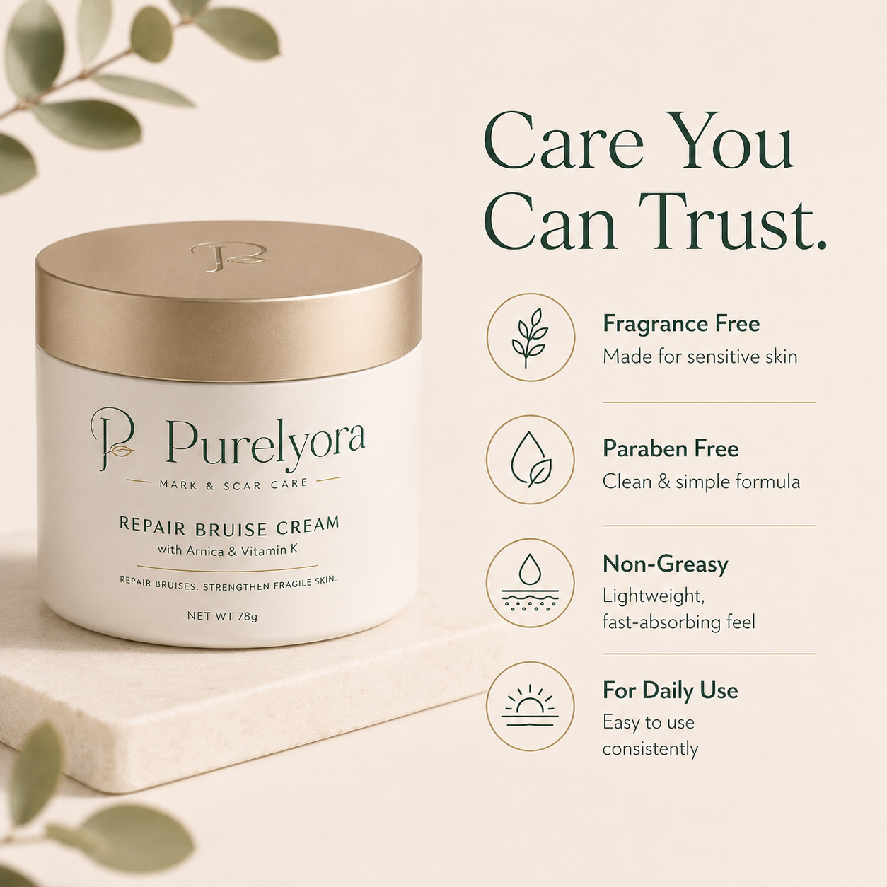 Purelyora Bruise Repair & Skin-Strengthening Cream